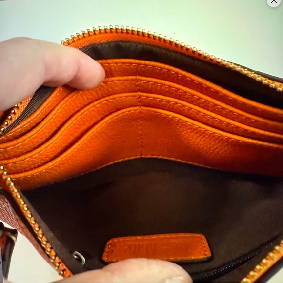 NWOT Just Millie orange leather Crossbody wristlet clutch - Picture 8 of 12